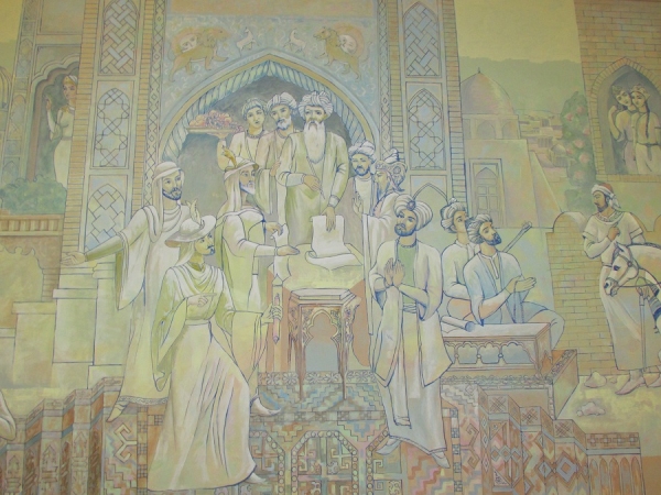 В Самарканде возвели чайхану с уникальной настенной росписью, посвященной Великому Шелковому пути