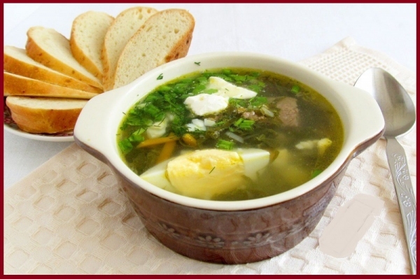 Суп щавелевый зелёный, витаминами снабжённый!