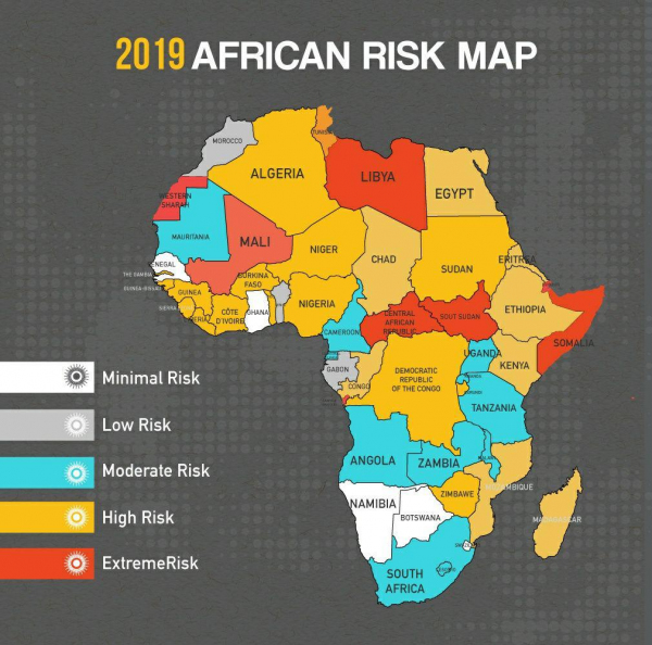 Уровень риска  в Африке при туристических поездках