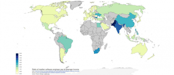 Лучшие и худшие страны для программистов в плане дохода