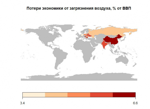 Какие страны теряют больше всего от загрязнения воздуха? 