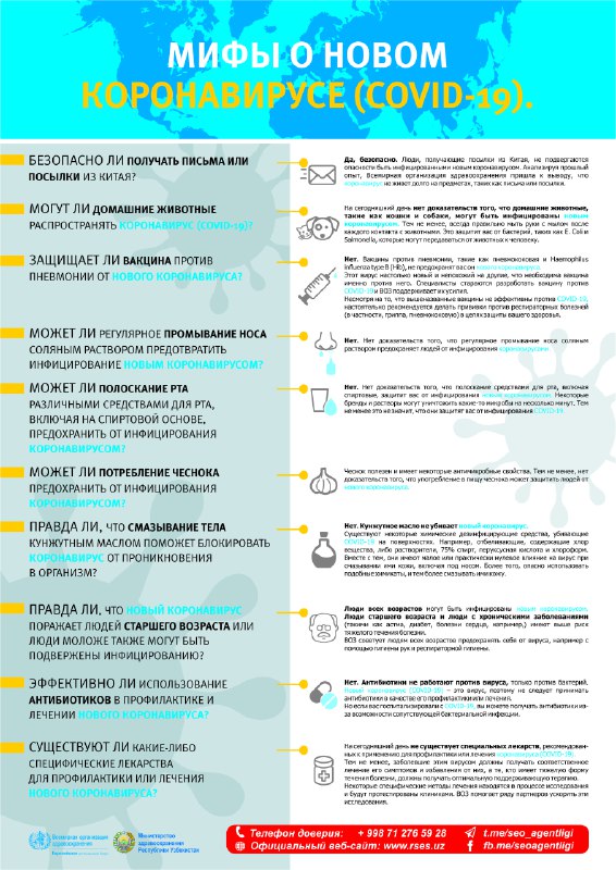 Минздрав Узбекистана совместно с ВОЗ опубликовало постеры с рекомендациями по предотвращению коронавируса Минздрав Узбекистана совместно с ВОЗ опубликовало постеры с рекомендациями по предотвращению коронавируса