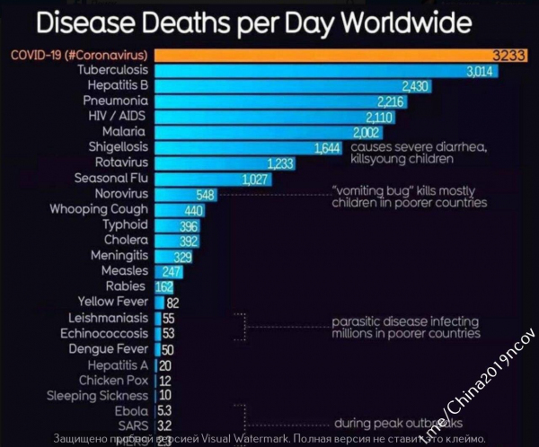 Коронавирус обогнал по количеству смертей в день другие инфекционные заболевания