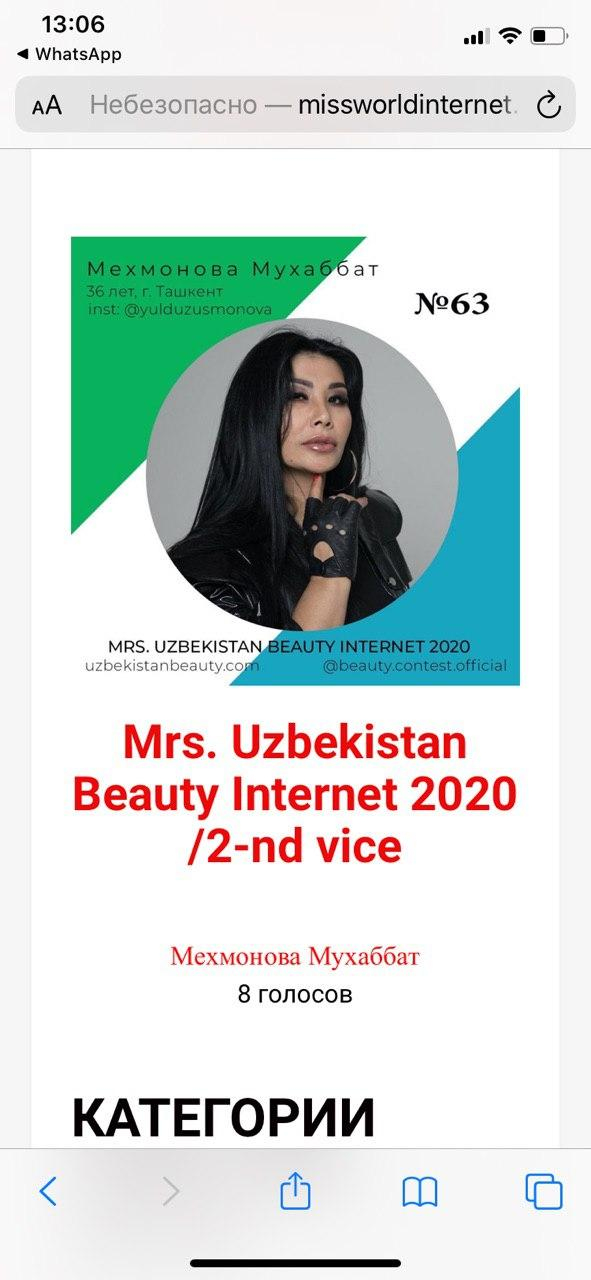 В Узбекистане прошёл конкурс Miss Uzbekistan Beauty Internet 2020
