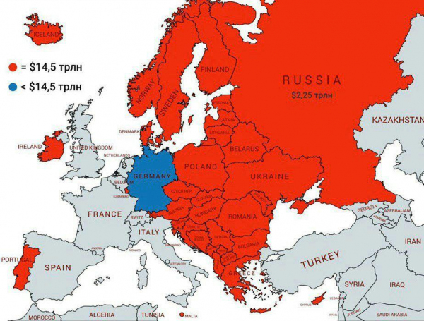 Богатство Германии vs богатство 33 стран Европы