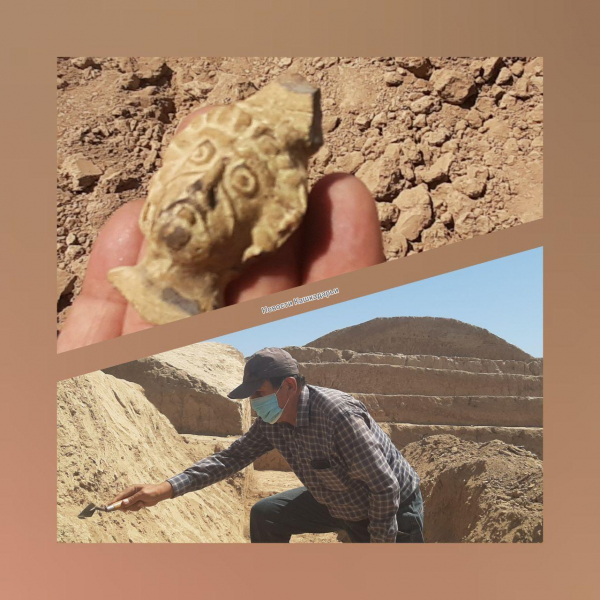 Археологи нашли на городище Еркурган терракотовую фигурку, изображающую вельможу