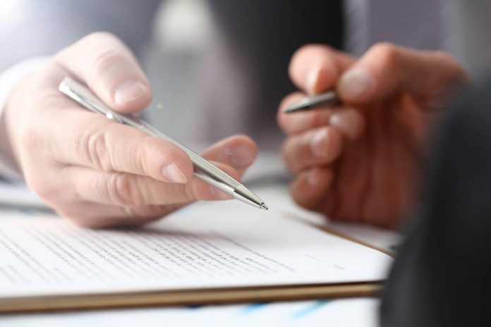 Male arm in suit and tie fill form clipped